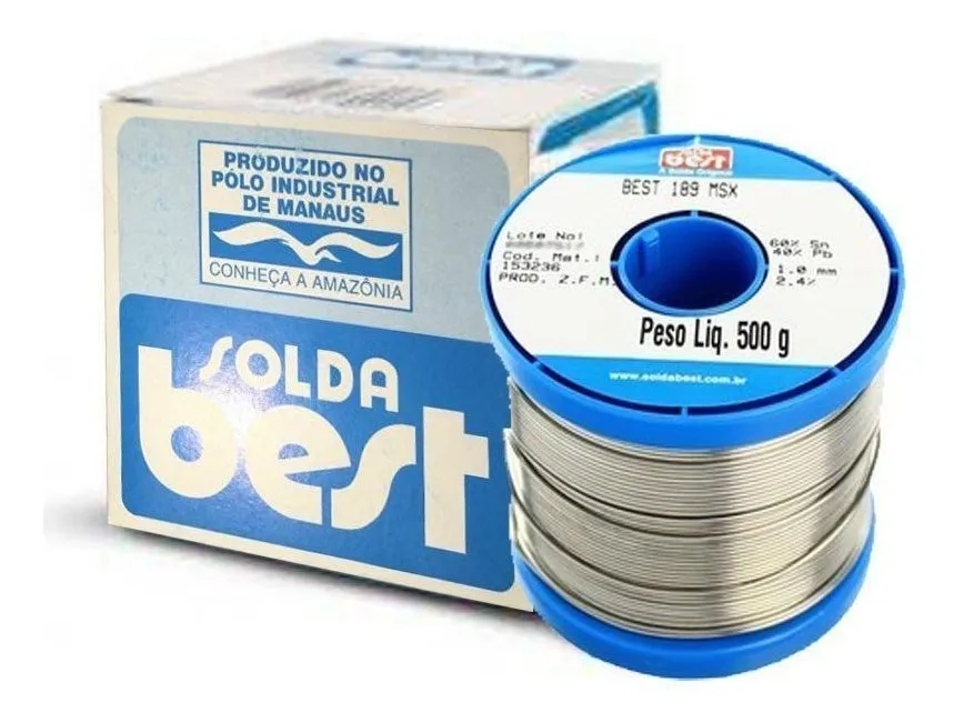 Rolo de 500g de estanho 1mm 60/40 para soldar